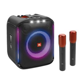 JBL PartyBox Encore - Black - Portable party speaker with 100W powerful sound, built-in dynamic light show, included digital wireless mics, and splash proof design. - Hero
