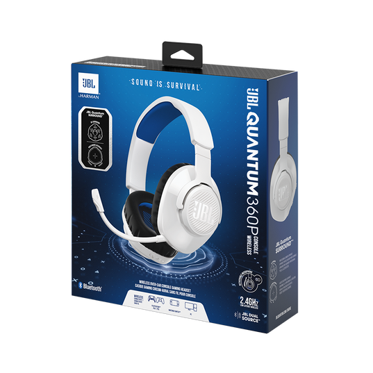 JBL Quantum 360P Console Wireless - White - Wireless over-ear console gaming headset with detachable boom mic - Detailshot 10