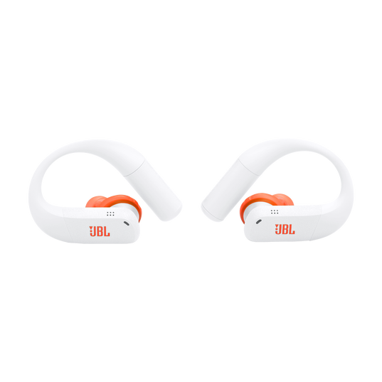 JBL Endurance Peak 4 - White / Orange - True Wireless Noise Cancelling Sport Earbuds - Left