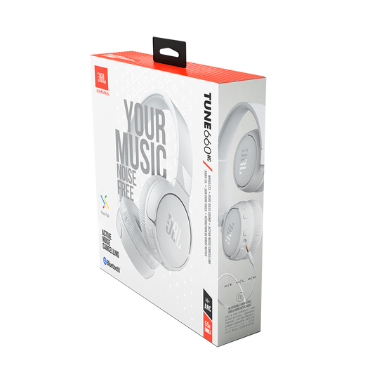 JBL Tune 660NC Wireless Over-Ear Bluetooth Headphones with active noise  cancellation, in white