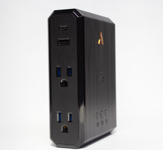Austere III Series Power 4-Outlet With Omniport USB - Black - Austere III Series Power 4-Outlet With Omniport USB - Left