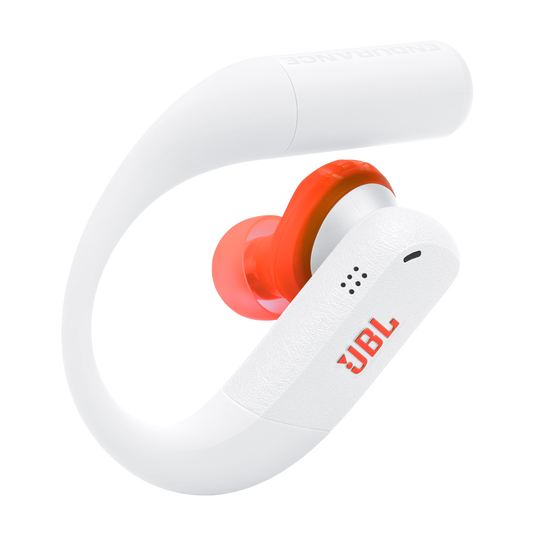 JBL Endurance Peak 4 - White / Orange - True Wireless Noise Cancelling Sport Earbuds - Detailshot 1