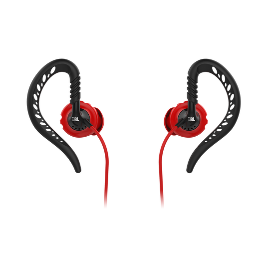 JBL Focus 100 - Black / Red - Behind-the-ear, sport headphones with Twistlock™ Technology - Hero
