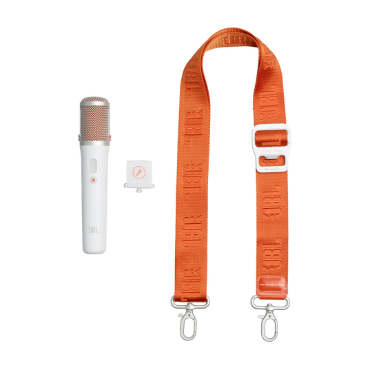 JBL PartyBox On-the-Go 2 Plus - White - Portable party speaker with real-time AI vocal removal, a wireless mic, powerful JBL Pro Sound, a dynamic lightshow, up to 15 hours of playtime, and a replaceable battery, plus a handle and shoulder strap - Detailshot 4