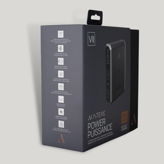 Austere Vll Series Power 4-Outlet With Omniport USB & 45W USB-C PD Port - Black - Austere Vll Series Power 4-Outlet With Omniport USB & 45W USB-C PD Port  - Detailshot 1