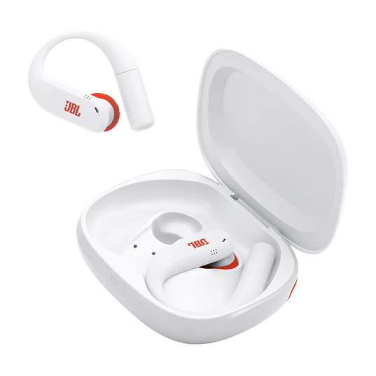 JBL Endurance Peak 4 - White / Orange - True Wireless Noise Cancelling Sport Earbuds - Detailshot 8