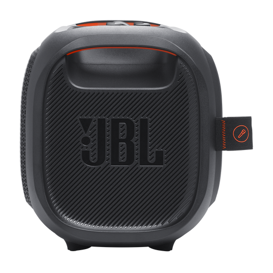 JBL PartyBox On-the-Go Essential - Black - Portable party speaker with built-in lights and wireless mic - Left