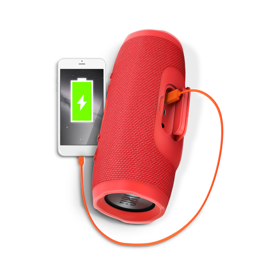 JBL Charge 3 - Red - Full-featured waterproof portable speaker with high-capacity battery to charge your devices - Detailshot 1
