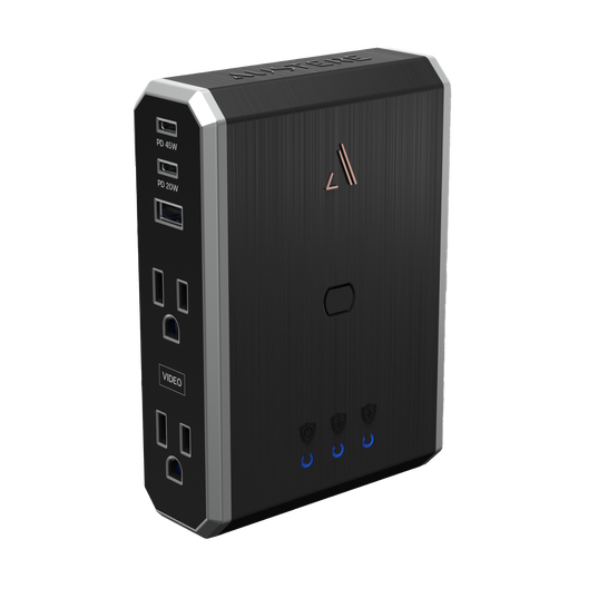 Austere Vll Series Power 4-Outlet With Omniport USB & 45W USB-C PD Port - Black - Austere Vll Series Power 4-Outlet With Omniport USB & 45W USB-C PD Port  - Hero