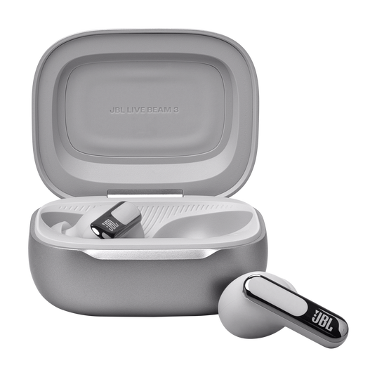 JBL Live Beam 3 - Silver - True wireless noise-cancelling closed-stick earbuds - Front