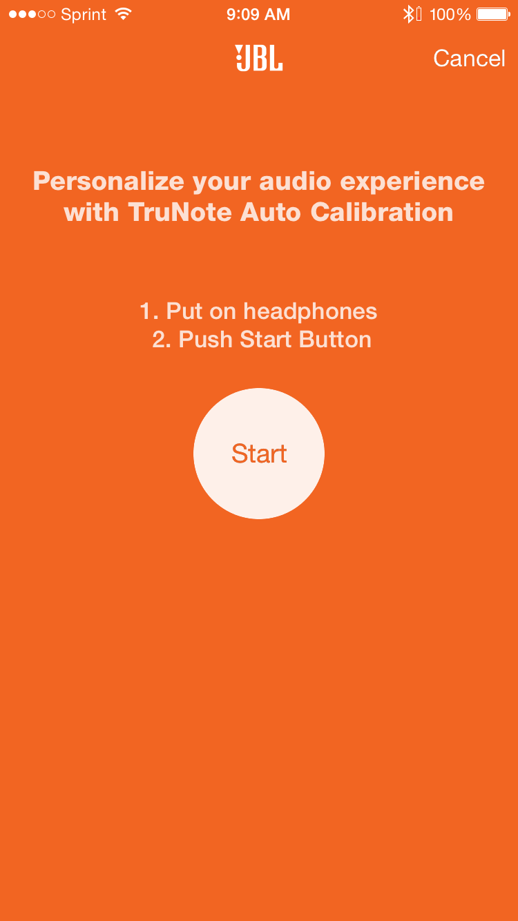 My JBL App Trunote TM Auto Sound Calibration
